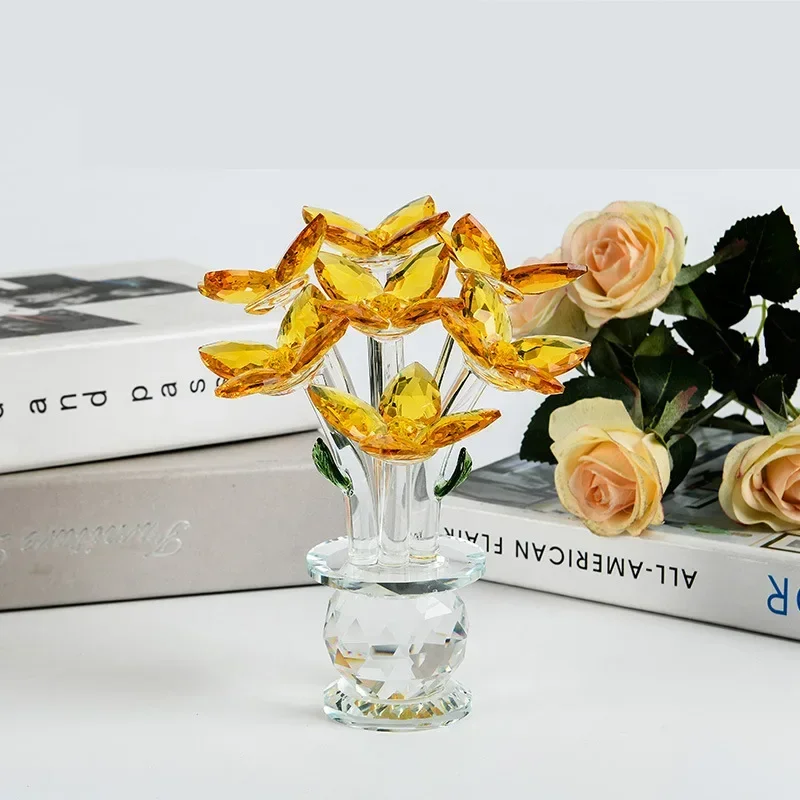 

Crystal Jewelry Ornaments Modern Minimalist Office Living Room TV Cabinet Creative Crystal Plant Gift Crafts Home Accessories