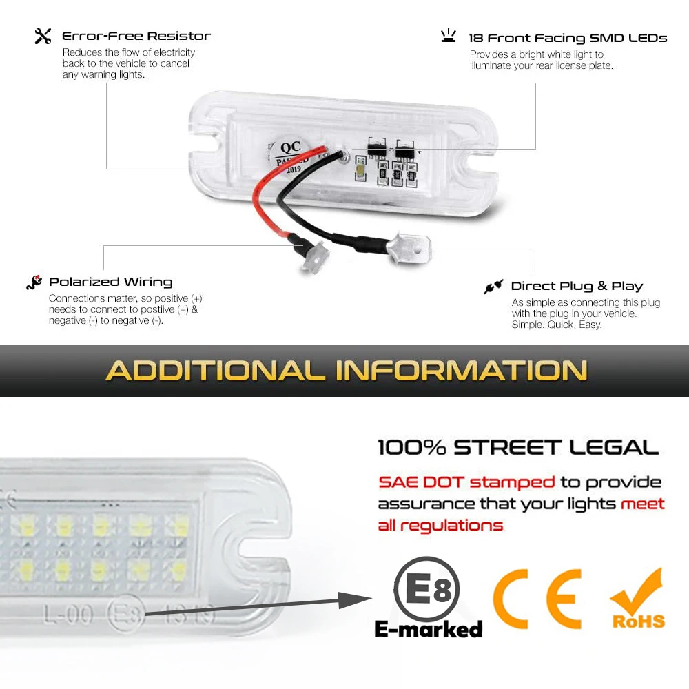 2Pcs No Error LED License Plate Lights For Mercedes Benz G-Class W463 G500 G550 G55 G63 G65 AMG Car Number Lamps #：A4638200356