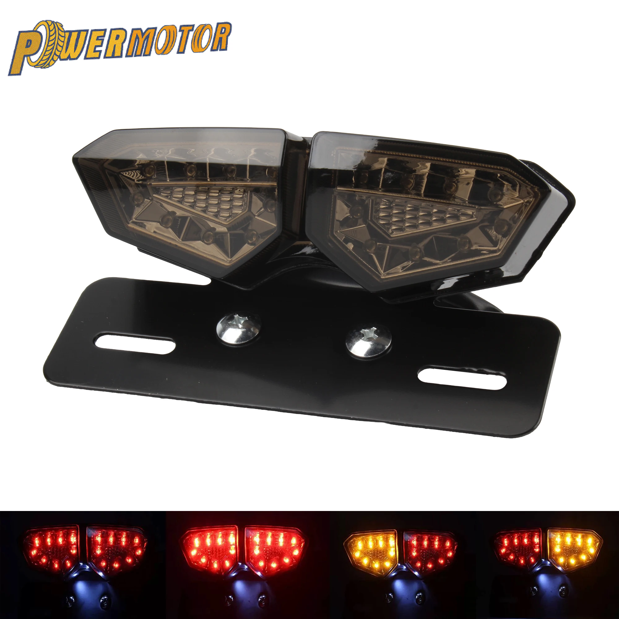 Motorcycle LED Tail Light Turn Signal Flashing Universal Brake Lamp Red for Suzuki Cafe Racer Honda Harley Street Glide Yamaha