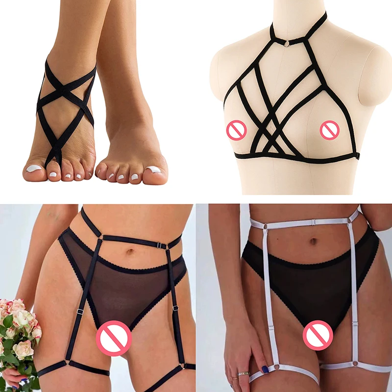 Liga con lazo Simple y Sexy para mujer, liguero con correa para pierna gótica, arnés de cadera ajustable, cinturón de media de cintura alta para Halloween y San Valentín
