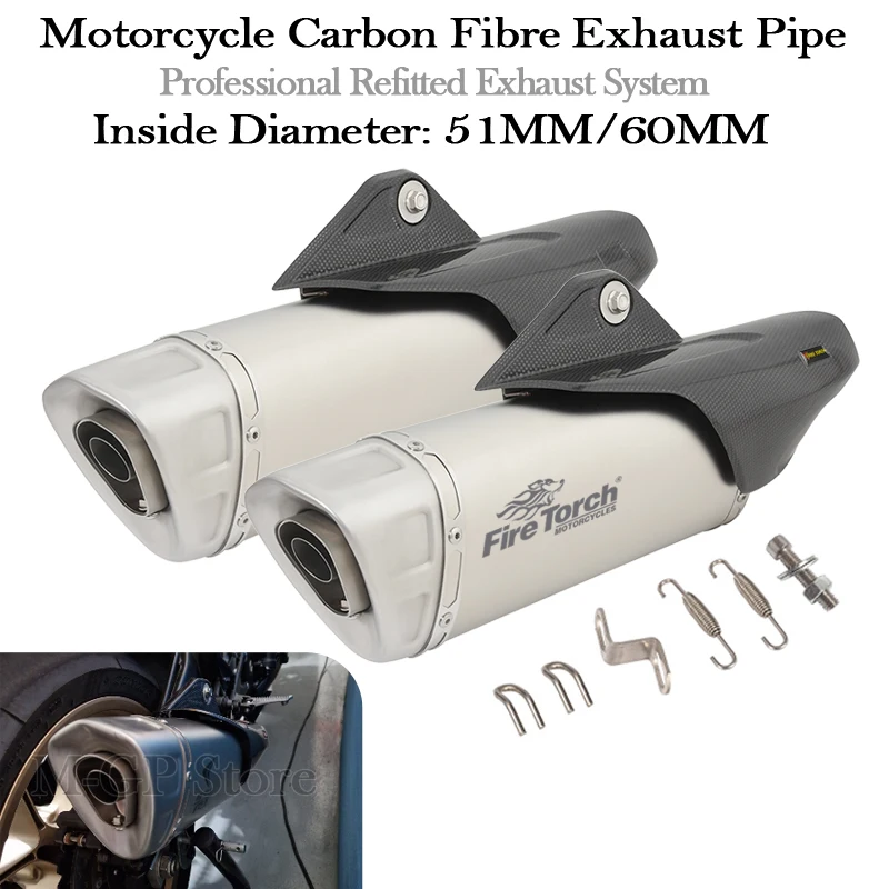 

51MM 60MM Motorcycle Exhaust Pipe Modify Escape Carbon Fibre Heat Shield Cover For YAMAHA YZF-R1 MT10 R1M 2022 2023 2024 2025