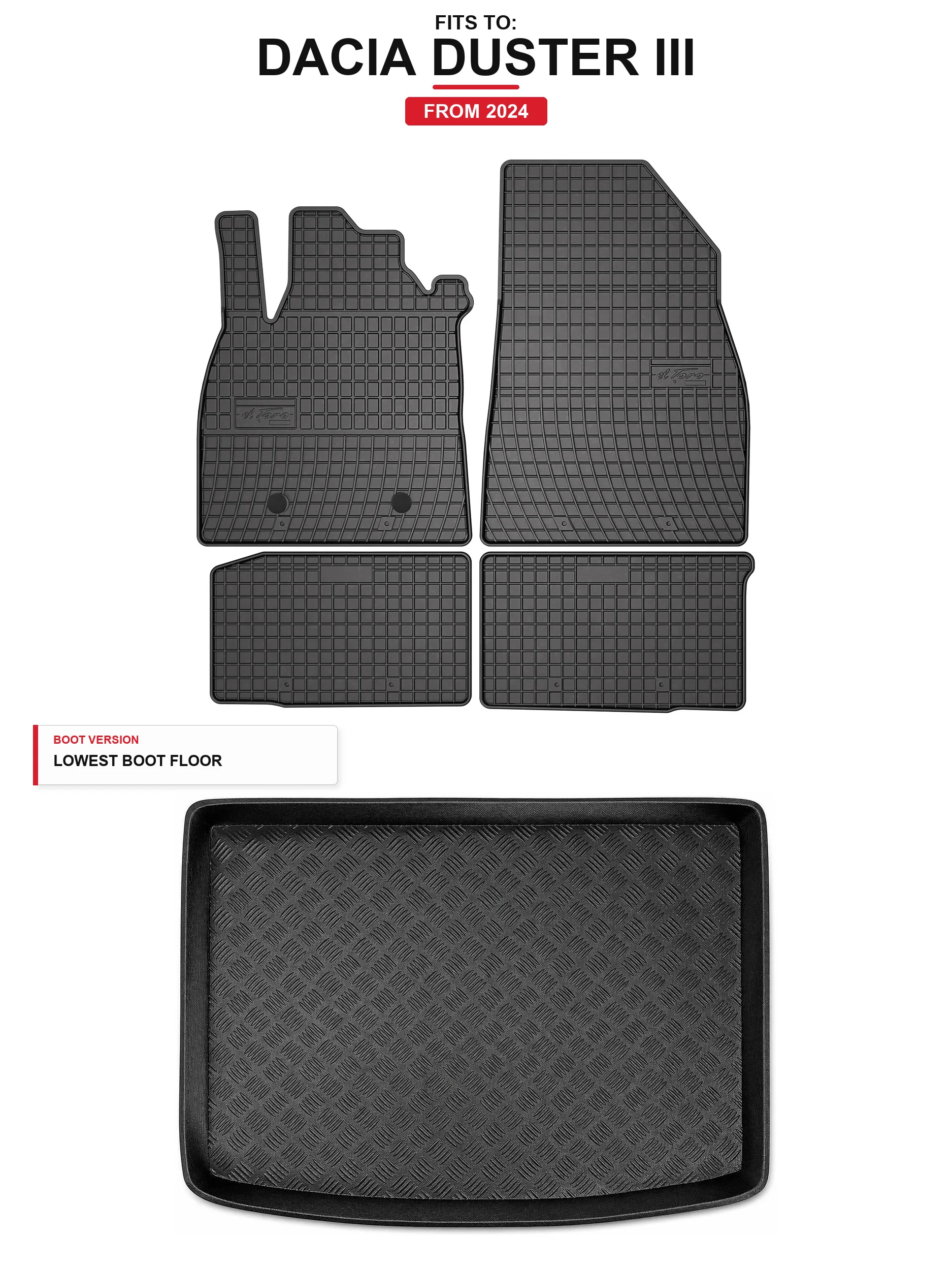 Solidpro Rubber Matten + Kofferbakmat Voor: Dacia Duster Iii 2024- 5 El.
