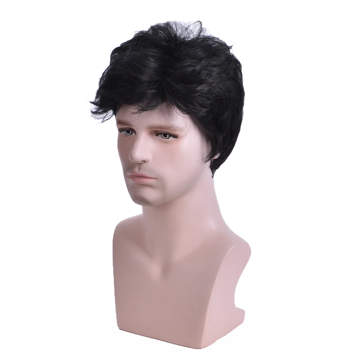 

Wig European and American style men's wig synthetic fiber wig headband short curly hair machine-made wig headband