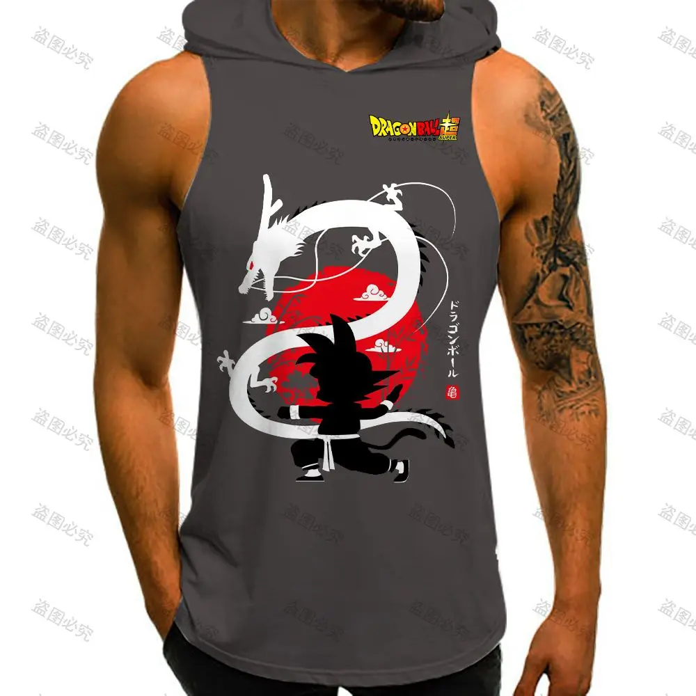 

Gym Clothing Men Super Saiya Vest With Hood Men's Hip Hop Dragon Ball Z Top Trend High Quality Essentials New Oversized 2023 Y2k