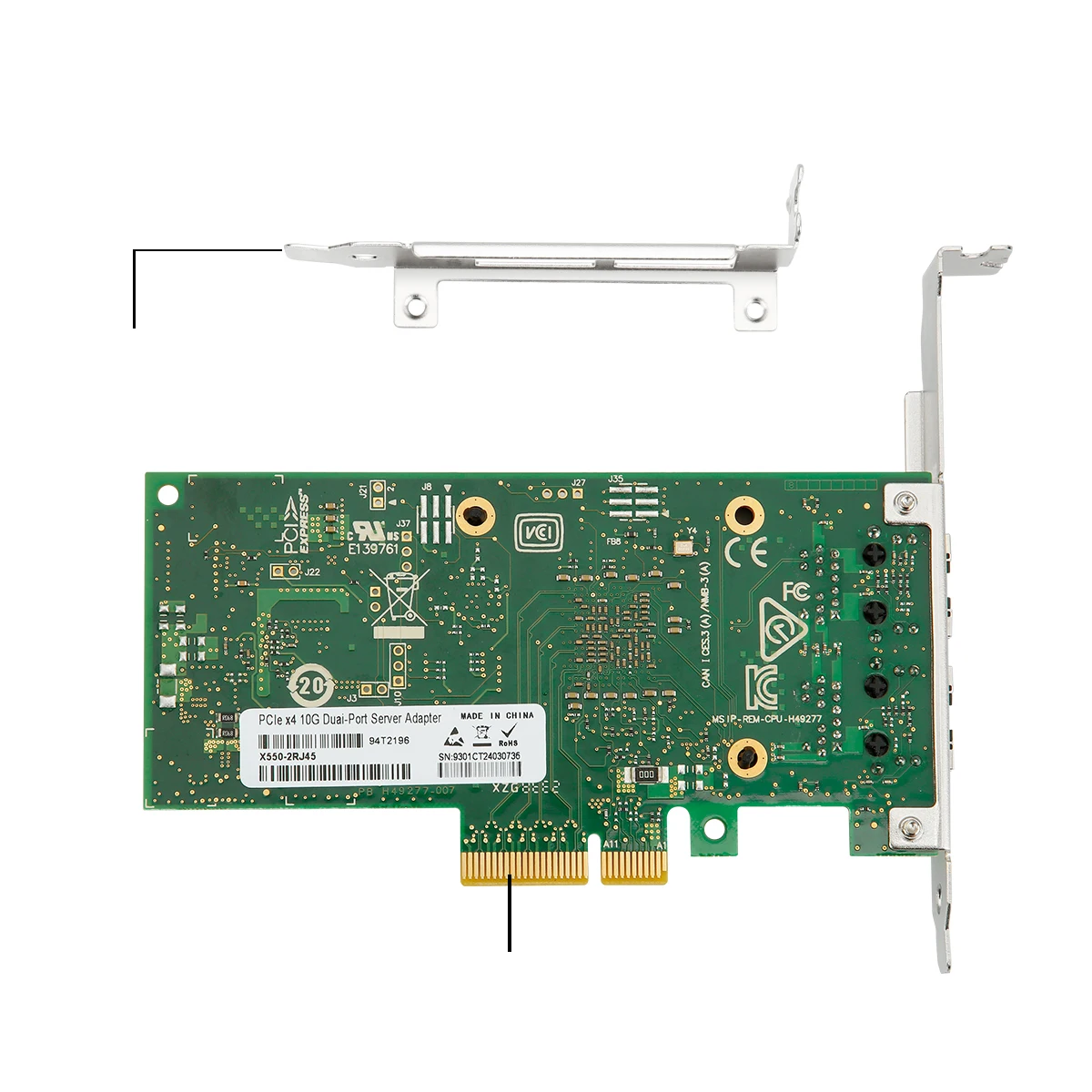 X550-T2 10GbE Dual Port PCIe x4 Kartu Jaringan Server dengan Intel X550 CHIP 4 RJ45 10G NIC 10 Gigabit Ethernet Adaptor Kartu untuk PC