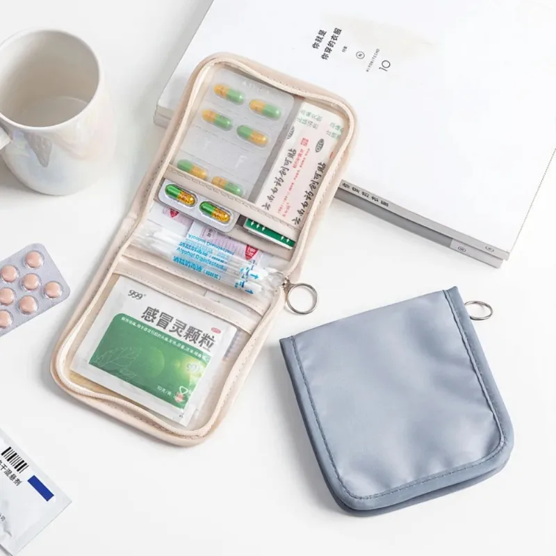 Mini Medical Storage Bag Foldable Large Opening Zip Dormitory First Aid Kit Outdoor Travel Essential Medicine Organise Pouch