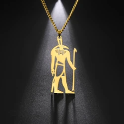 Egyptian God Talisman Pendant Necklace for Men Women Stainless Steel Choker Trend Amulet Jewelry for Party Gift