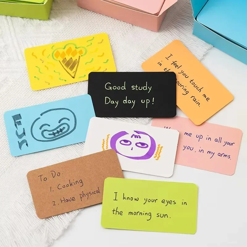 10/30/60pcs Color Word Card Kraft Paper Card Postcard Retro Blank DIY Handwritten Note Writing Card Label Bookmark Learning Card