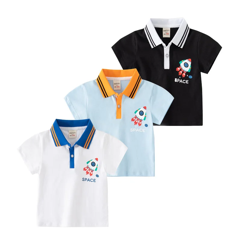 

Rocket Boys Polo Tshirts Cotton Fabric Summer Toddler Baby Tees Kids Fashion Tops Children Clothes