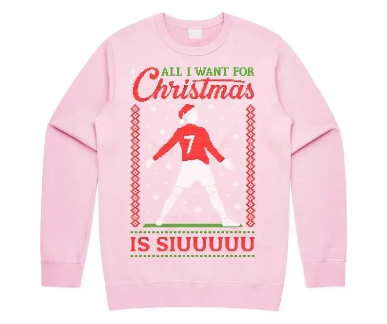 كل ما أريده لعيد الميلاد هو سترة Siuu Xmas JumpeSweatshirt للبالغين رونالدو سيو البرتغال لكرة القدم رجل امرأة هوديي