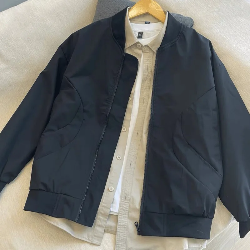 New Fashion Spring Autumn Men Solid Color Zipper Long Sleeve Casual Simple Jackets American European Style Male Coats Clothes
