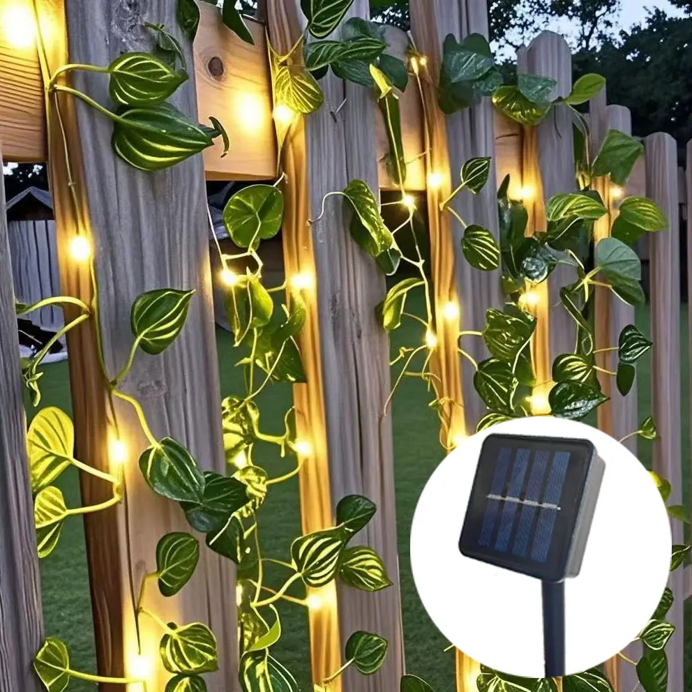 

Artificial Leaf Fairy LED Light String Outdoor Solar Garland Lamp Christmas Tree Wedding Garden Fence Room Decoration Navidad