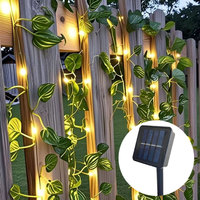 Artificial Leaf Fairy LED Light String Outdoor Solar Garland Lamp Christmas Tree Wedding Garden Fence Room Decoration Navidad