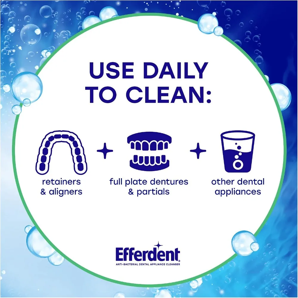 Denture Cleaner Tablets for Dental Appliances Aligners Mouth Guards and Retainers Extra Strength Minty Fresh Formula 90 Count Effervescent Cleaning Tablets Removes Stains Plaque Odor and Bacteria for a Deep Clean Safe view 3