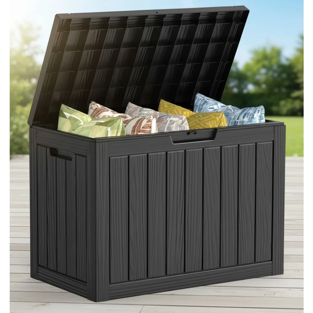 

45 Gallon Outdoor Storage Box Waterproof Deck Chest for Patio Furniture Pool Supplies Garden Tools Weatherproof Black