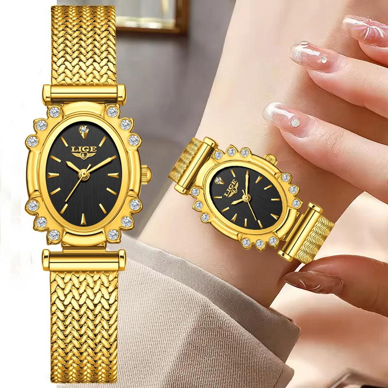 LIGE Gold Watch Women's Watches Top Brand Luxury Waterproof Quartz Watch Women Fashion Elegant Watch Gift For Women Reloj Mujer