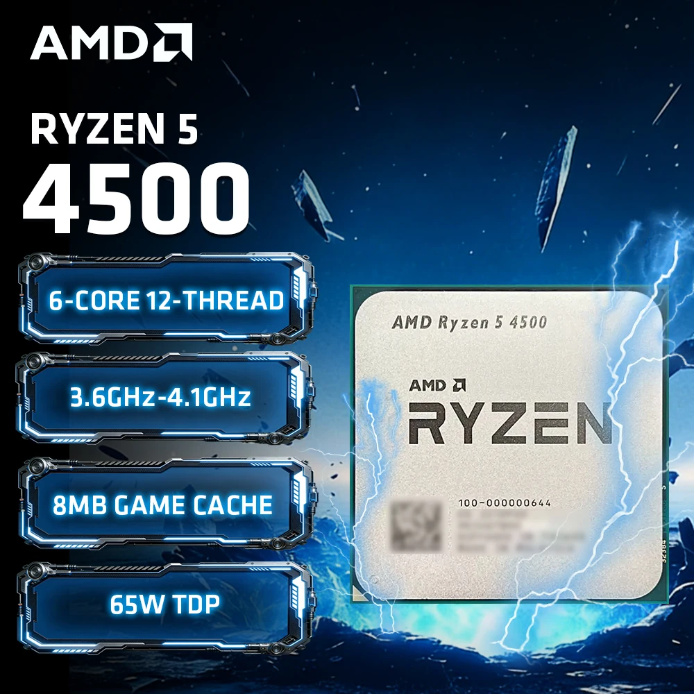 New AMD Ryzen 5 4500 R5 4500 6-Core 3.6 GHz 12-Thread 7NM 65W CPU Gamer CPU Processor Socket AM4