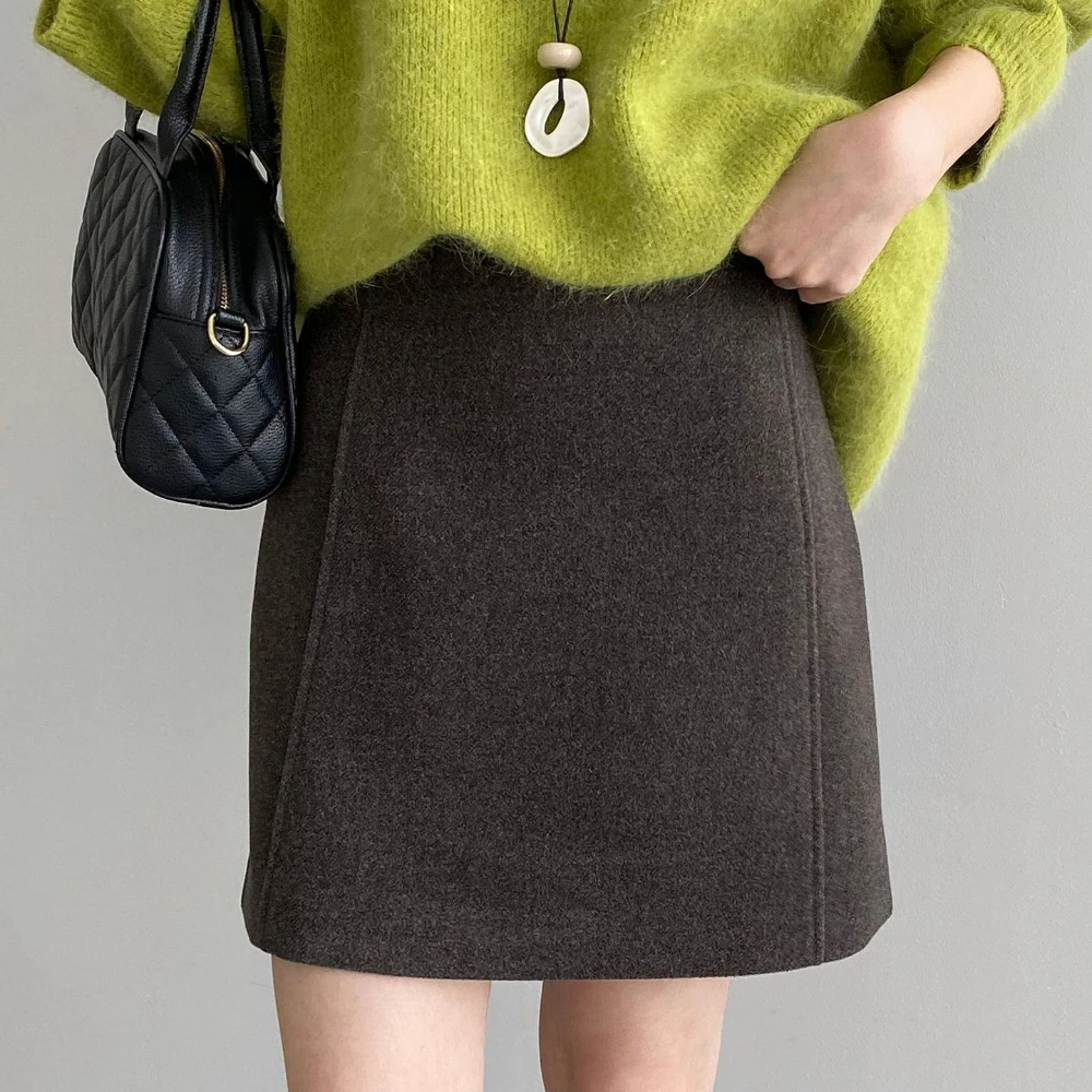 Twotwinstyle sólido emendado dobras saia coreana feminina cintura alta solta vintage minimalista saias curtas femininas outono nova moda