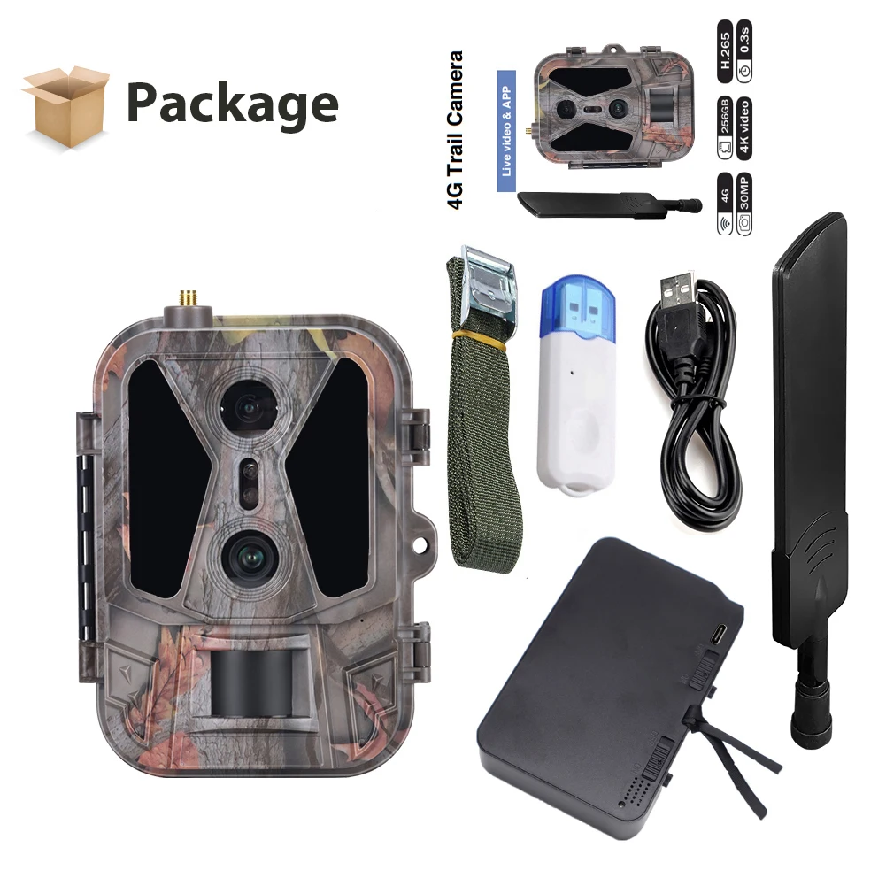 4K Dual Lens Wildlife Hunting Camera 4G Tracking with APP Control Cloud Service 8000mAh Battery for Outdoor Surveillance