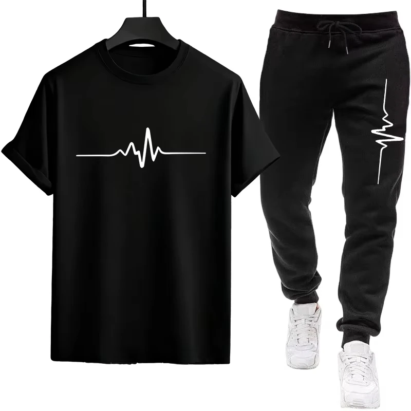 

2026 Men's Athletic Wear Set Quick Dry T-Shirt and Joggers Sports Outfit Gym Training Lightweight Tees + Pants Comfort Summer