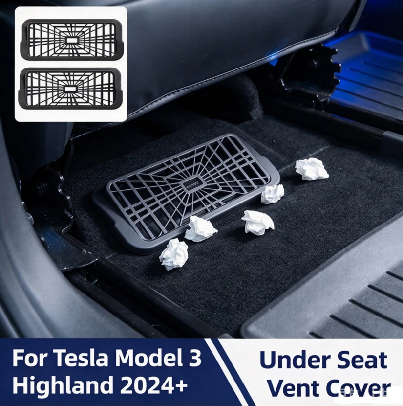 Under Seat Vent Cover for Tesla Model 3 Highland 2025 2026 Air Condition Outlet Protector Rear Seat Air Vent Grill Accessories
