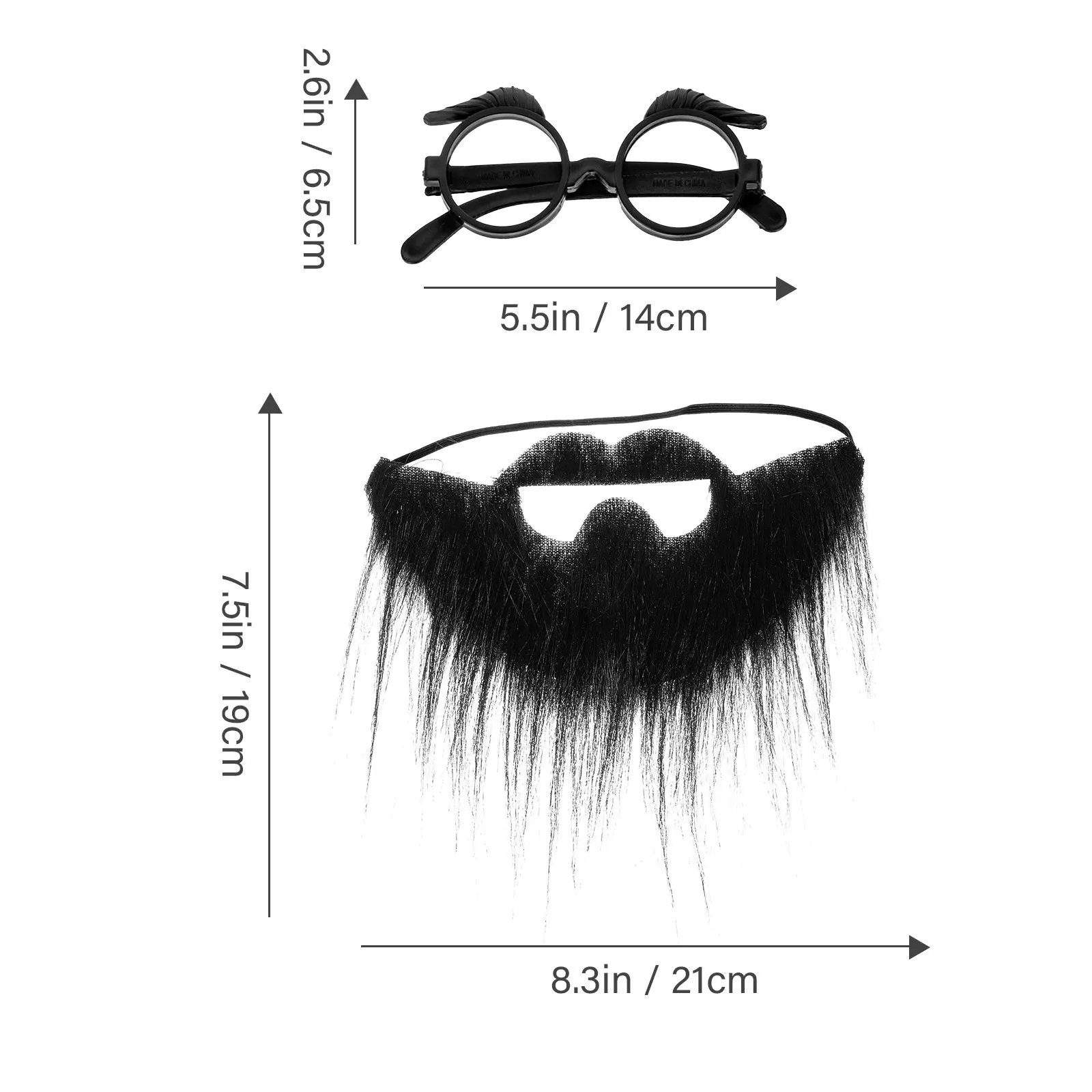 2Sets Beard Glasses Set for Old Man Costume Fake Mustache Props Lightweight Role Play Party Accessory Fun Gag Gift for Adults