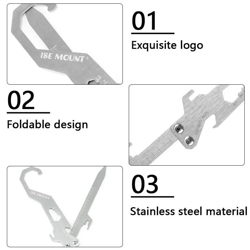 Foldable Multitool Mosquito Coil Holder, Stainless Steel Outdoor Hook with Bottle Opener, Ruler, Cutter for Outdoor Camp Tent