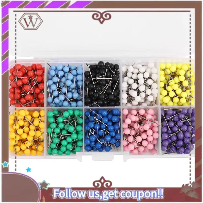 ABBG-3000개 1/8인치 맵 푸시핀, 플라스틱 원형 헤드와 스틸 니들 포인트가 있는 맵 타클, 10가지 색상 (각 색상 300개)