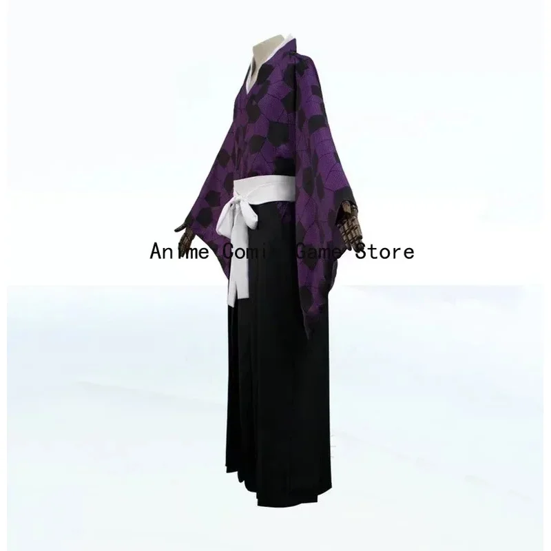 Kokushibo تأثيري حلي الباروكات ملصقات الوشم أنيمي الطباعة كيمونو موحدة قميص هالوين كرنفال ملابس للنساء الرجال