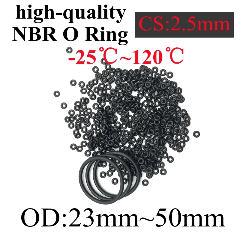 CS 2.5mm Black NBR Rubber O Ring Gaskets OD 10.5/23/23.5/24/24.5/25/25.5/26/27-105mm O-Ring Oil Seals Washer 20PCS