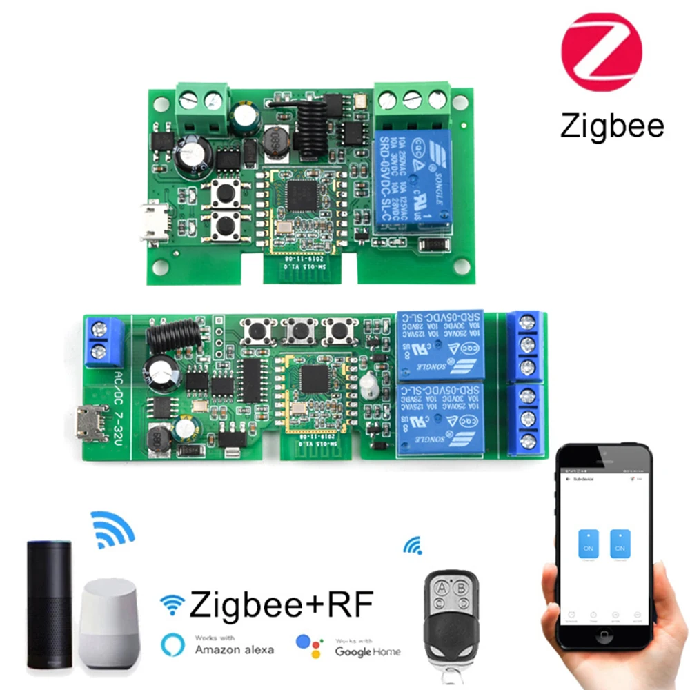 

Умный релейный модуль Zigbee eWelink, 1-канальный переменный/постоянный ток, 7-32 В, USB, 5 В, RF/APP, беспроводной пульт дистанционного управления для умного дома, работает с Alexa