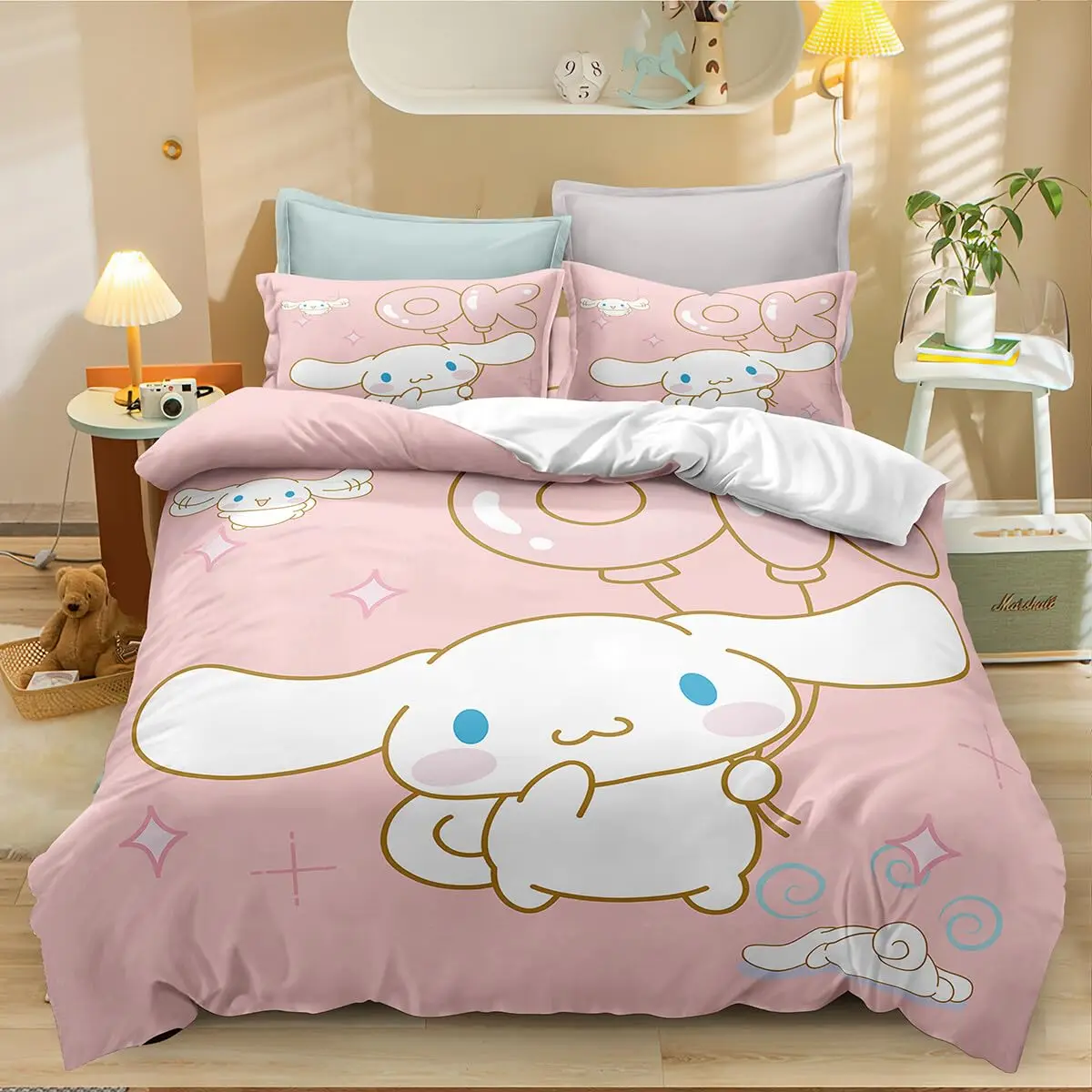 Cinnamoroll Cartoon Anime Cute Duvet Cover Bedding Set Full Size Queen King Gift for Boys and Girls Adults Bedroom Decorations