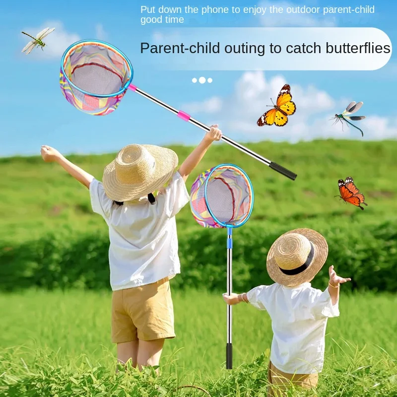 شبكة صيد السمك للأطفال، شبكة صيد الحشرات على شكل فراشة اليعسوب، حقيبة صيد السمك للأسماك الصغيرة، كربون قوي