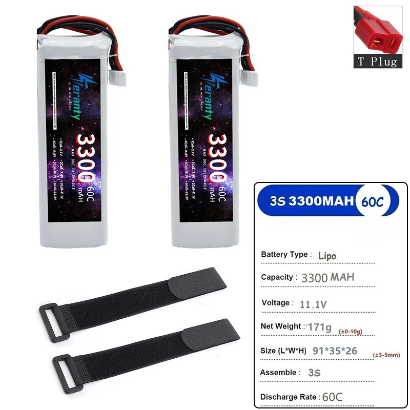 

HIGH POWER Lipo Battery 11.1V 3300mAh Max 60C for High-speed RC Car FPV drone RC Car Upgrade Part 3s 11.1v Battery VS Wltoys-SCY