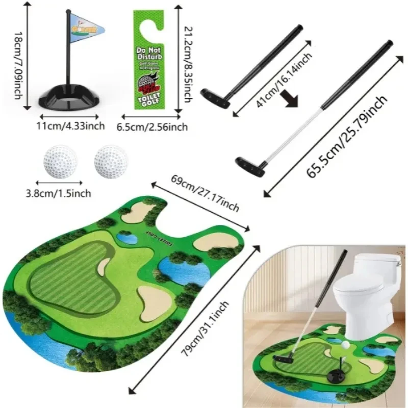Toilet Golf Game, Mini Golf Practice for Any Bathroom/Bathroom - Gift for Dad and Husbands, Funny Gift, Prank Gift for Boyfriend