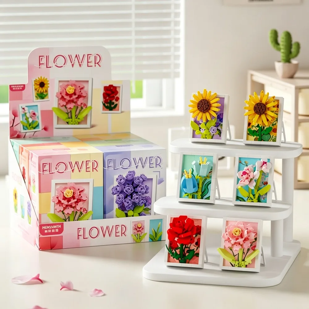 Sunflower Flower Building Blocks Micro Particle Bricks DIY Assembly Floral Model Desktop Display Handmade Floral Model Decor