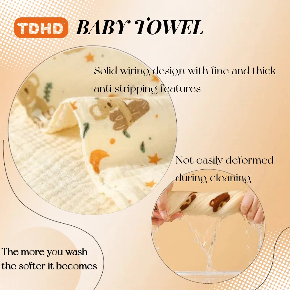 شاش غسيل الوجه القطني للأطفال من TDHD فئة أ يمكن تعليقها لرياض الأطفال من نوع استحمام الطفل حديث الولادة، منشفة لعاب الأطفال #4