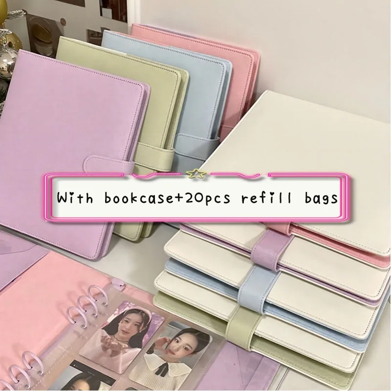 Sharkbang 25mm Ring A5 Colorblock PU Binder Collect Book Full Set With Bookcase,20pcs Refill Sleeves Gift Set Photocards Album