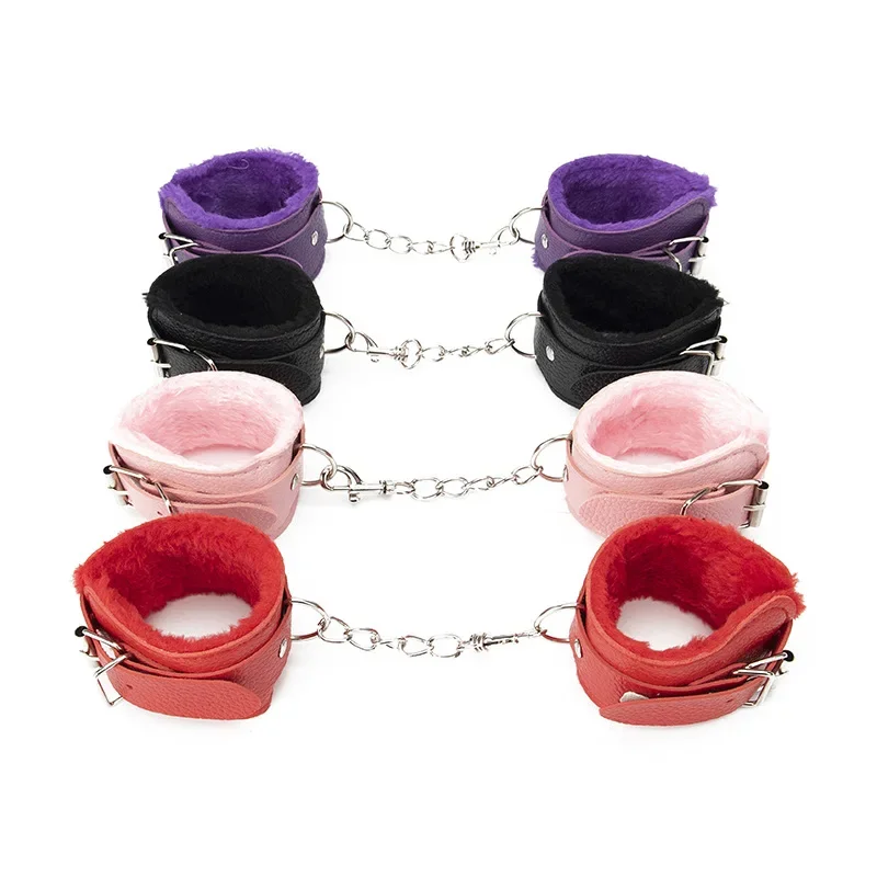قابل للتعديل المثيرة بولي Leather أصفاد جلدية المعصم الكاحل الأصفاد عبودية القيود ألعاب الكبار BDSM الجنس لعب الملحقات الغريبة #4