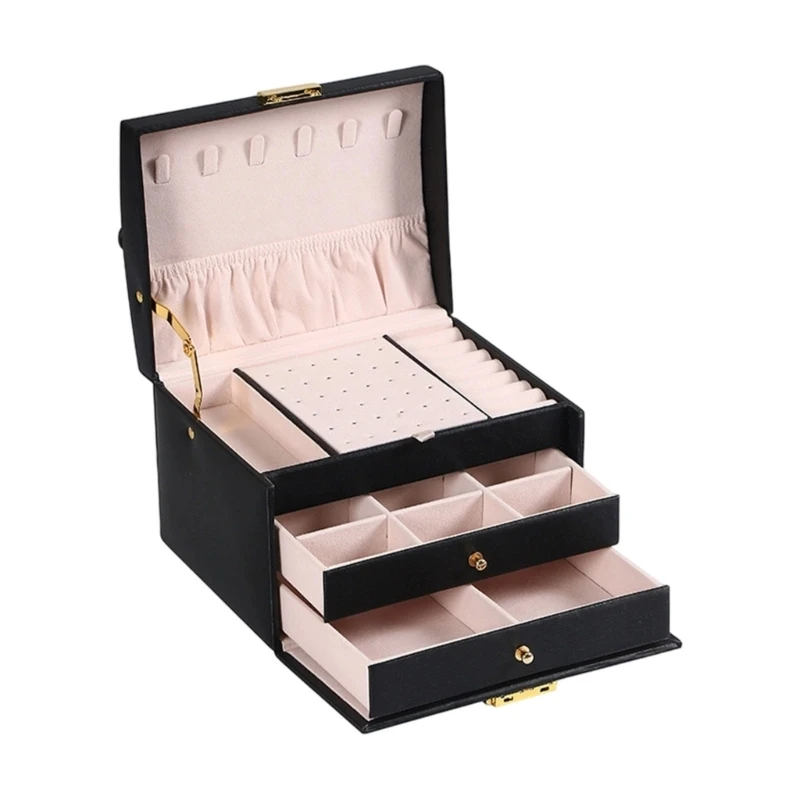 Travel Jewelry Box with Carry Handle and Lockable Front Closure E0BF