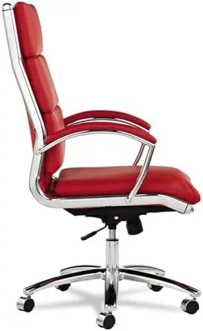Alera, Red Neratoli Series HighBack Swivel/Chair, Soft Leather, Chrome Frame, High-Back
