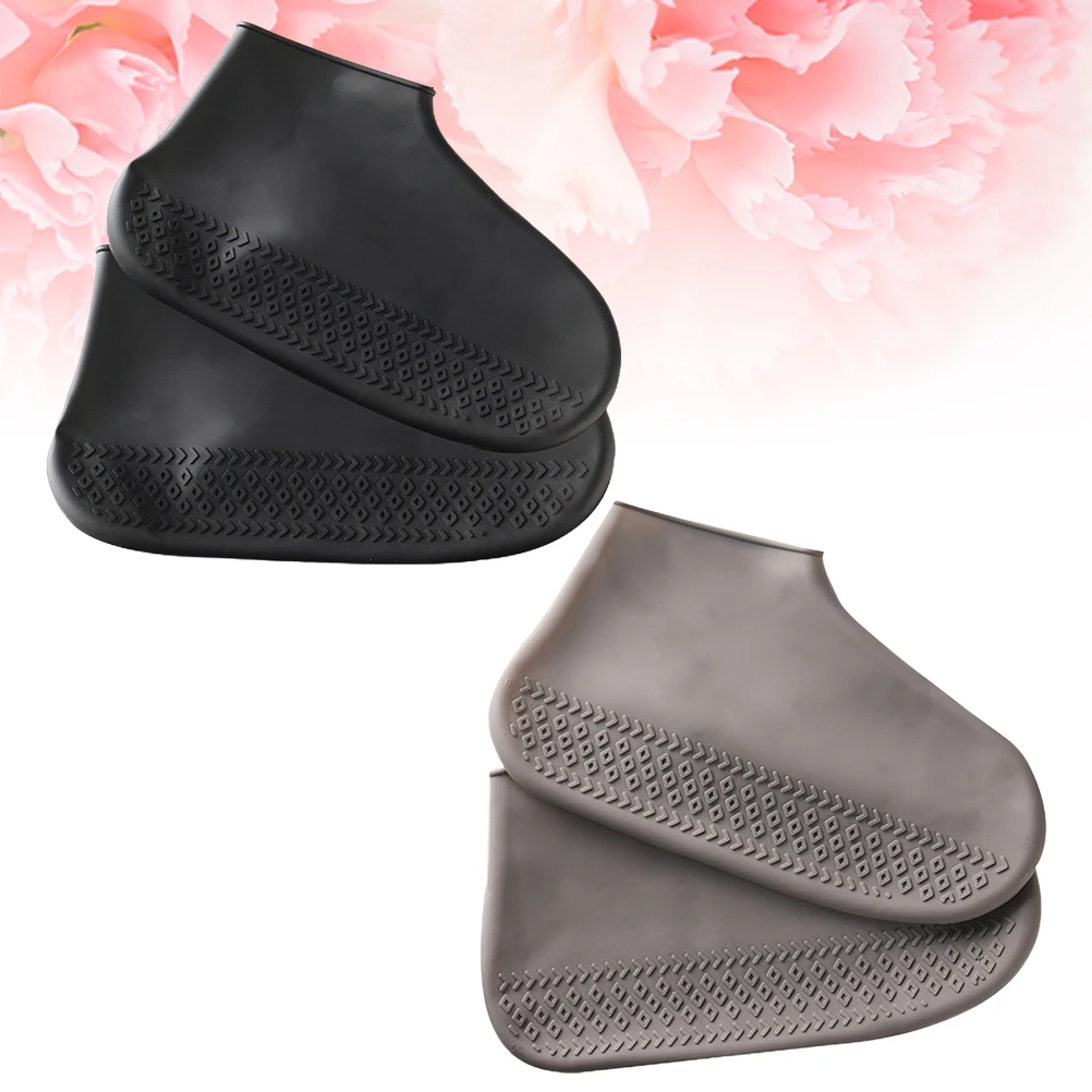 

2 Pairs Waterproof Shoe Cover Silicone Covers Cases for Shoes Boots Protector Anti-slip Non-slip