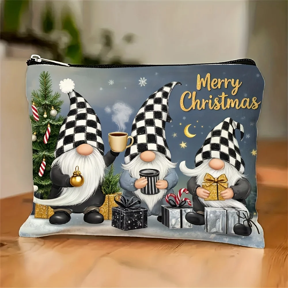 

A Christmas-themed Makeup Bag- Multifunctional Zipper Pouch, Jewelry Storage Bag, Perfect Travel Zipper Small Storage Bag.