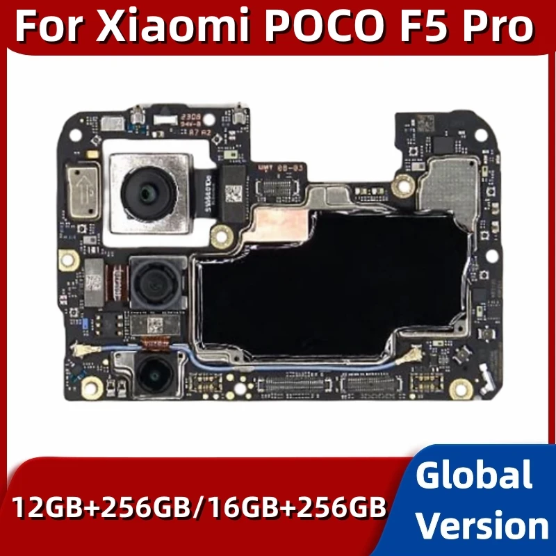 Mainboard for POCO F5 Pro, Unlocked Motherboard, 256GB, Global Rom, Original Logic Board