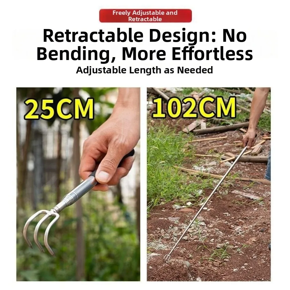 1pc/2pcs Retractable Telescopic Mushroom Picking Tool Compact Stainless Steel Pick Up Tool Adjustable Long Hand