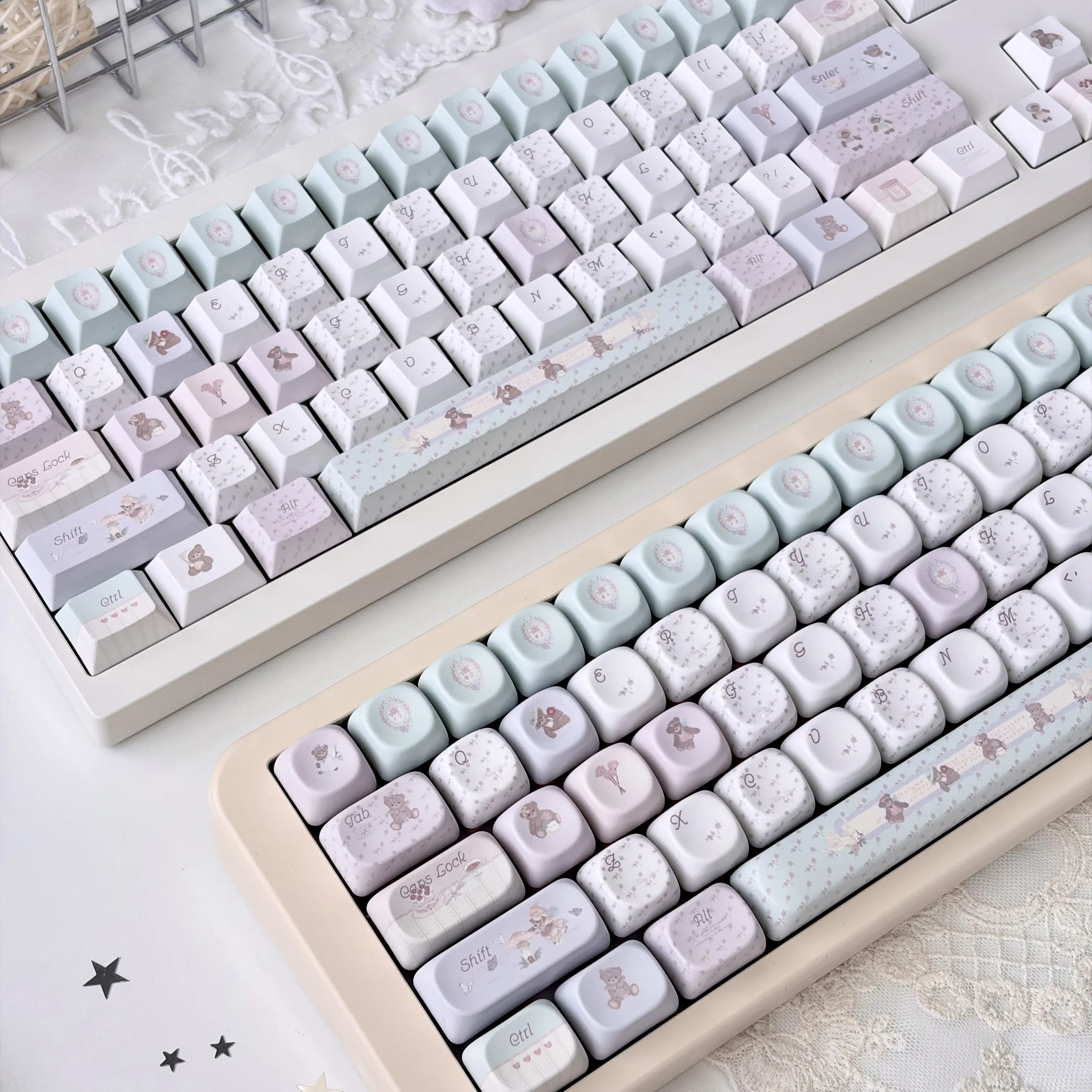 Bear House Keycaps Adapt to mechanical keyboard original MOAMDA DMA side transparent height keycaps
