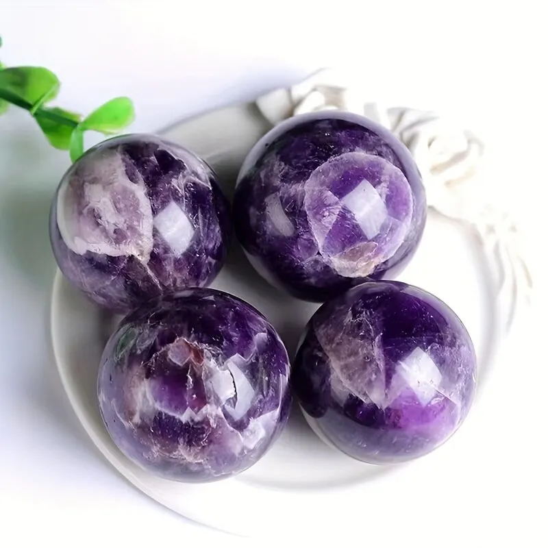 5PCS Natural Amethyst Healing Crystal Energy Crystal Gem Gemstone Yoga Decoration, Extremely Beautiful Healing Crystal Gem Ball!