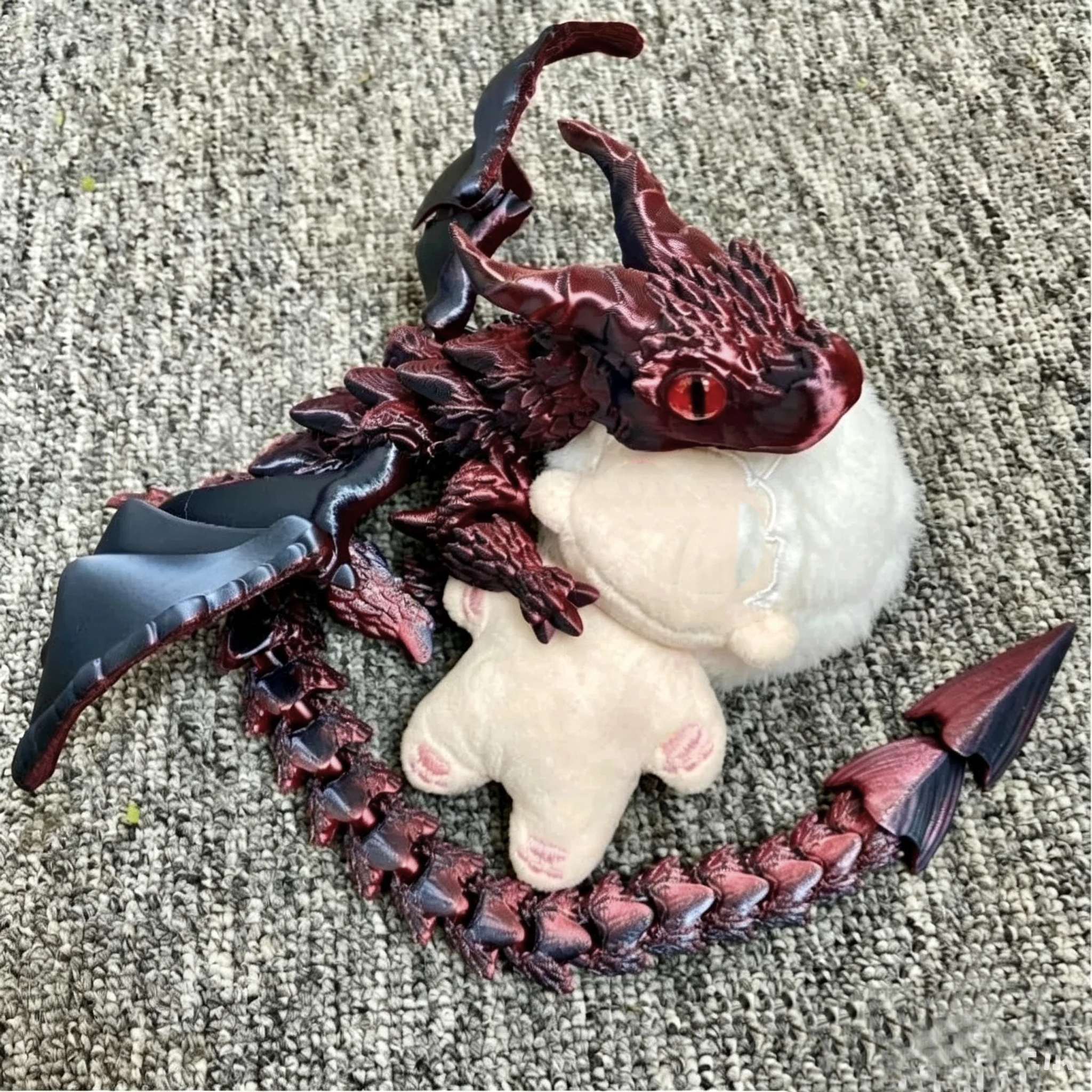 3D Printed Winged Carriage Dragon Figurine With Random Eyes, Art Deco Resin Dragon Sculpture, Tabletop Animal Theme Decor view 2