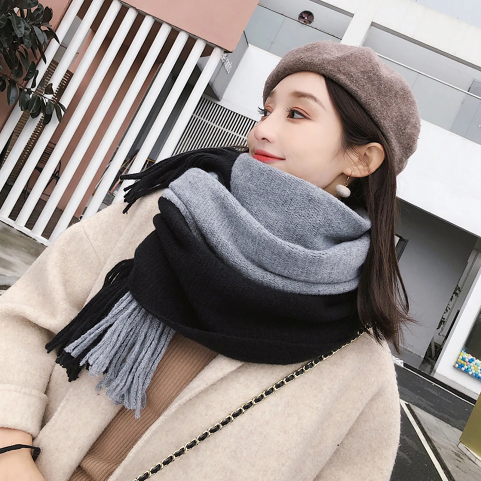 2024 Solid Thick Cashmere Scarf for Women Large Wool Blanket Pashmina Winter Warm Shawl Wraps Bufanda Female With Tassel Scarves