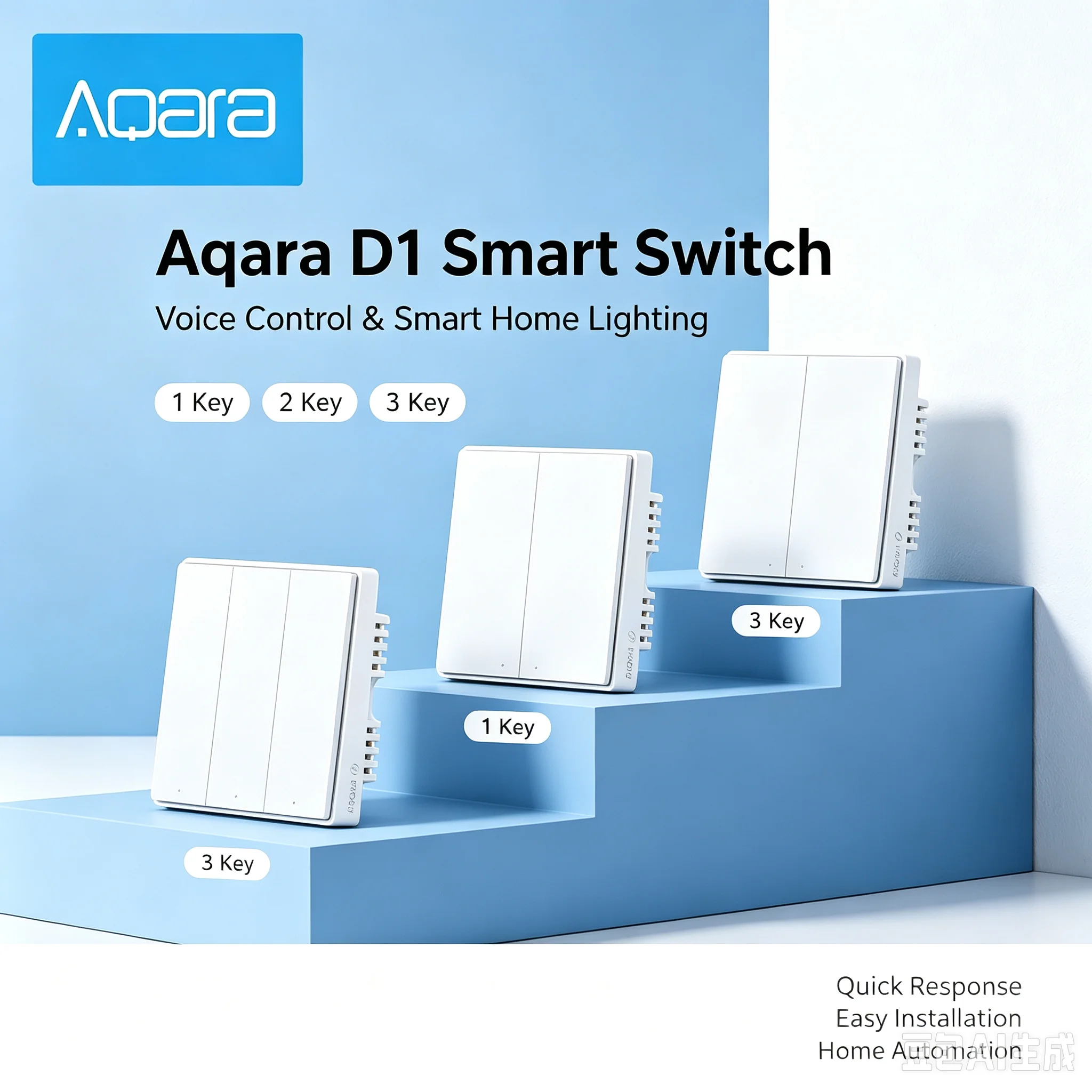 Aqara D1 Smart Wall Switch Zigbee Wireless Remote Control Key Light Switch Neutral Fire Wire Triple Button For Mijia Smart Home